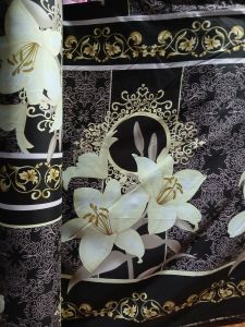 Harga per 50cm x 240cm bahan kain polymicro meteran motif bunga sabby