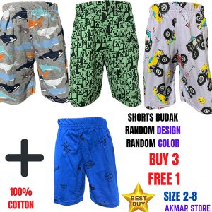 SELUAR PENDEK BUDAK LELAKI DAN PEREMPUAN SIZE 2-8 SELUAR HARIAN BUDAK KIDS SHORTS BOYS/GIRLS CHILDREN COTTON SHORTS