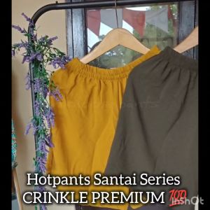 COD✅HOTPANTS Celana Di Atas Lutut L-XL BB 45-70kg CRINKLE AIRFLOW Melar Ringan Pinggang Jahit Style