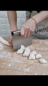 Dough Pastry Bench Cutter Scraper Stainless Steel Kitchen Food Scraper with Protective Cover Anti-Wear Laser-Engraved Measuring Scale  Dishwasher Safe