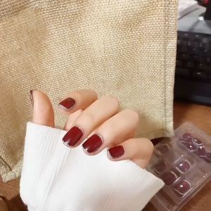 24 Pcs Kuku Palsu Pendek dan Lem Tahan Air Fake Nails Art 3d Free Lem Cair 2 gr