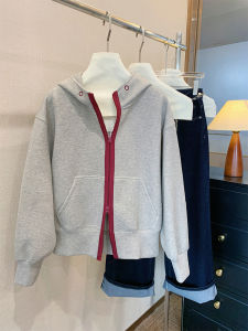 SHENGHUOYA | American Retro Contrast Hooded Sweatshirt