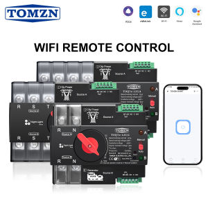 TOMZN WIFI Smart ATS 2P 3P 4P 230V AC Dual Power Automatic Transfer Switch Uninterrupted Remote Control 63A 100A 125A EWelink