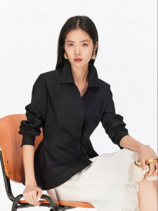 Vero Moda | Cotton Slim Fit V-neck Waist-accentuated Shirt