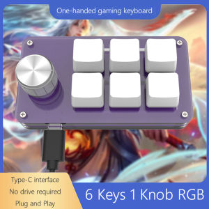 Type-C Mechanical Wired Keypad 6 Keys 1 Knob RGB Backlight Mechanical Keyboard Blue Switch Hot Swap Support for Windows