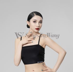 SSwang Dancewear Latin Dance Practice Tops Womens Versatile Backless Crop Tops for Rumba Samba Cha-cha Practice Fitness