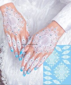 1pcs HENA INSTAN Maron&Putih /UNTUK TANGAN BESAR(fre lem manik gliter)nail