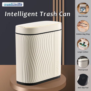 JustLiving 8L Narrow Rubbish Garbage Waste Bin Bathroom Kitchen Trash CanJapanese Smart Sensor WastebasketWashroom Narrow Slot Sanitary BinToiletAnti-bacterial Intelligent Deodorising Wastebasket
