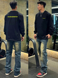 Retro Cotton Long Sleeve T-Shirt Mens Loose Fit Streetwear Vintage Print Casual Top Quality Pure American Style Spring Autumn