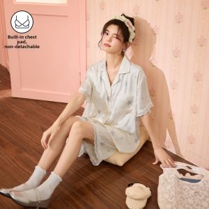 MiiOW | Cool Summer Silk Sleepwear with Pads Large Size