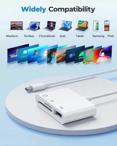 NNBILI USB C SD TF Memory Card Reader 3-in-1 Type C Camera Adapter Compatible with iPad IPhone15 MacBook Samsung USB C Devices