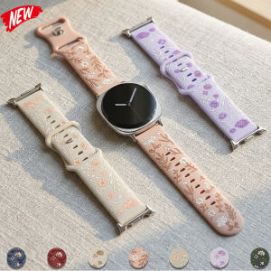 Silicone Engraved Strap for Samsung Galaxy Watch 8 40 44mm Floral Prints Bracelet for Samsung Galaxy Watch 8 Classic 46 Mm Band