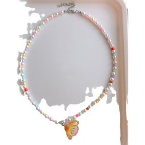 Candy colored cute cartoon childrens bead necklace colorful girl princess collarbone chain little girl accessory