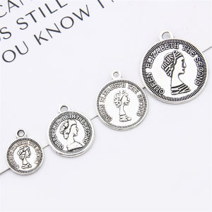10/20pcs Head Coin Charms Round Queen Coin Pendants Alloy Commemorate Pendants For DIY Jewelry Accessories Making