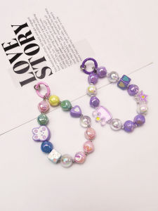 Handmade Womens Mobile Phone Lanyard Colorful Beads Handheld Camera Strap Fashionable Small Rabbit Decoration Universal Shell Anti-Loss