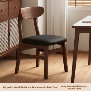 MU FENG ZHI NAN | Walnut Solid Wood Vintage Soft Padded Dining Chair