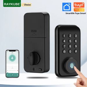 RAYKUBE DS02 Khóa Cửa Thông Minh Bằng Vân Tay Tuya Có Chốt/cảm Biến Cửa Khóa Tự Động - Khóa Bằng Chìa Khóa/mật khẩu/Ứng Dụng Tuya Smartlife Mở Khóa Khóa Cửa Sinh Trắc Học Bằng Hợp Kim Nhôm