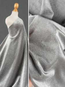 เสื้อผ้าผู้หญิง ชุดเดรส ผ้าเบลเซอร์ ผ้ากำมะหยี่เงาทองยืดหยุ่น สีเทา ผ้าตกแต่งฉากถ่ายภาพ ผ้าฝ้ายผสมโพลีเอสเตอร์