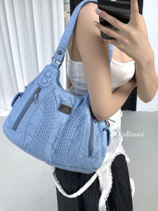 Yoroooi Summer New Arrival Sky Blue Easiest for Match Street Washed Shoulder Bag Daily Practical Handbag Crossbody Bag