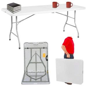 6ft Foldable Heavy Duty Plastic Table for Indoor & Outdoor Parties Picnic Camping Wedding BBQ Catering