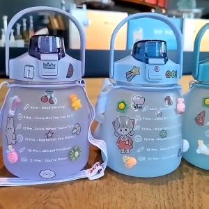 1300ML Motivational Water Bottle with Time Marker & Straw-BPA Locking Flip-Flop Lid(Stickers)