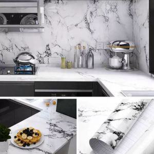 Decorative 40cm wide self-adhesive wallpaper waterproof marble wallpaper film wall sticker bathroom kitchen cabinet
