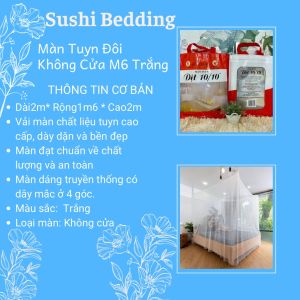 Màn tuyn dệt 10/10 cao cấp - mùng ngủ - màn chống muỗi chống côn trùng - hàng chính hãng - Kích Thước 1m2 1m6 1m8 2m2