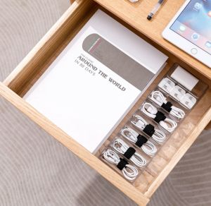 HOME BEST 1pc Transparent Cable Storage Box Ear Phone Power Strip Wire Cord Case Anti Dust Charger Socket Organizer (8 Slot)