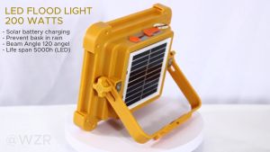 Flood solar light 200W 100W solar rechargeable solar light ip65 outdoor camping lighting emergency brown out lightings