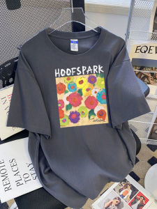 American Retro Western Style Fashion Short Sleeve T-shirt Womens Summer Loose Oversize round Neck Retro Half Sleeve Top Clothes