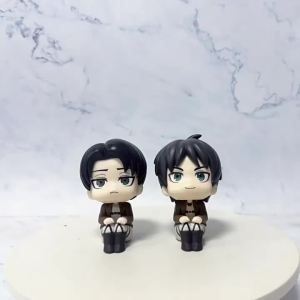 Bandai | 1-2pcs Attack on Titan Figure Eren Jaeger & Captain Levi PVC Figure Action Model Collectible Figure Toys Decorative Ornaments