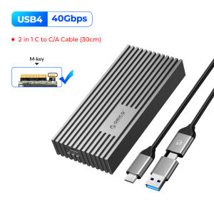 ORICO | ORICO NVMe M.2 SSD Enclosure USB4 40Gbps PCIe3.0x4 20Gbps 10Gbps M.2 External Case Compatible with Thunderbolt 3/4 USB3.2/3.1