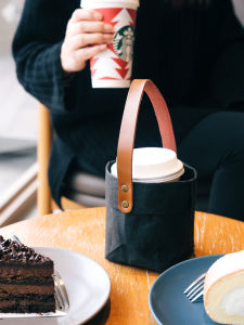 Lock Lock Portable Cup Satchel Thermos Cup Glass Cup Tube Coffee Cup Wash-Resistant Brown Packing Paper Water Cup Bag