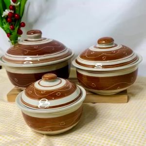 ถ้วย ถ้วยเซรามิค ถ้วยมีฝาปิด ขนาด 4-7 นิ้ว ถ้วยเข้าไมโครเวฟได้ จานชามเซรามิค ลายเถาวัลย์น้ำตาล