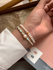 CAFFTI | Natural Freshwater Pearl and Colored Stone Charm Bracelet