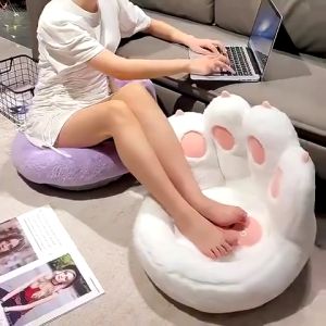 Cat Claw Chair Seat Cushion Home Office Sofa Chair Pad Back Support Cartoon Pillow Lazy Small Sofa Cute Plush Seat Pillow Home Decor