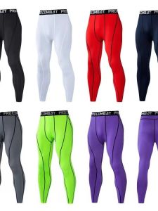 Mens Basketball Sports Tight Long Pants Thin Elastic Fitness Training Running Quick Dry Compression Nine Point Pants
