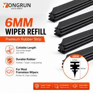 Yongrun 6mm Wiper Refill Rubber Strip Cuttable Windshield Wiper Blade Insert Frameless Replacement Quiet Streak Free All Weather