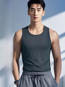 ROMON | Lormen Mens Sleeveless T-Shirt Modal Sport Ice Silk Quick Dry Thin Base Shirt Summer Business Casual Round Neck Top