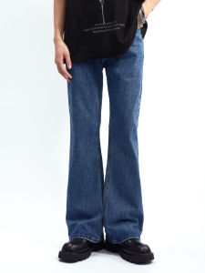 New Advanced Vintage Washed Bell Bottom Loose Straight Mens Jeans Draping Slimming Floor-Length Trousers Casual Fashion