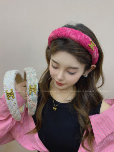 ริบบิ้นผมสไตล์ชาน่ารักพร้อมขอบกว้างสำหรับผู้หญิง ดีไซน์ทันสมัย ทำจากผ้าฝ้ายลินิน ตกแต่งด้วยลูกปัดสีตัดกัน ทรงครึ่งหัว