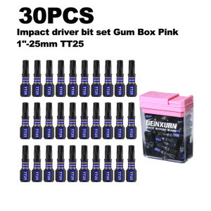 Geinxurn 30 Pcs Impact Security Torx Magnetic S2 Steel Multi Driver Bits with Storage Colorful Box(BlueOrangePink)