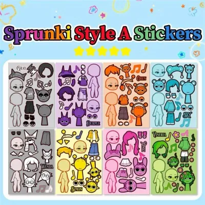 Set 8in1 sticker các Sprunki phối trang phục sáng tạo
