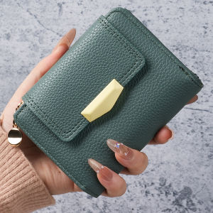 Cross border lychee wallet womens short wallet womens card wallet all in one wallet womens high-end feel