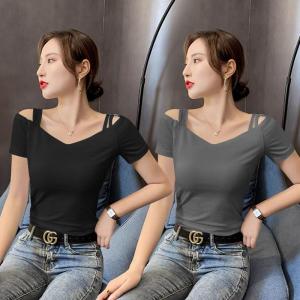 Lieoyuarn | Off Shoulder Short Sleeve Slim Fit T Shirt