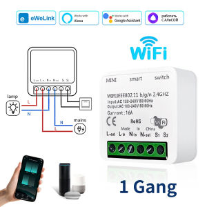16A Mini WiFi Smart Switch DIY Breaker Relay Light Switch Timer Function EWeLink App Works with Alexa Google Assistant