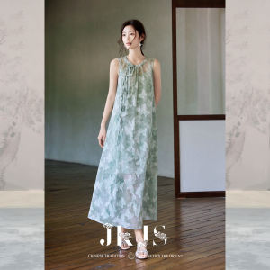 JK＆JS | Summer Lace-up Sleeveless Chinese-style Chiffon Long Dress