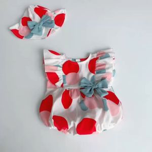 BD233 Bodysuit áo liền quần chấm bi RIOKIDS quần áo cho bé gái sơ sinh đầy tháng thôi nôi