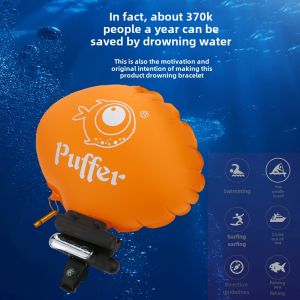 Puffer Swimming Self-Rescue Bracelet Anti-Drowning Self-Rescue Handy Gadget Broken Window Inflatable Ring Airbag Adult and Children Special