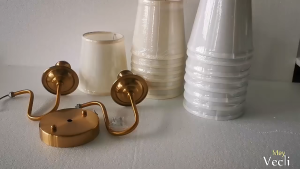 [MẪU MỚI NHẤT] Đèn tường thân mạ vàng cao cấp chao vải trắng Đèn tường decor trang trí